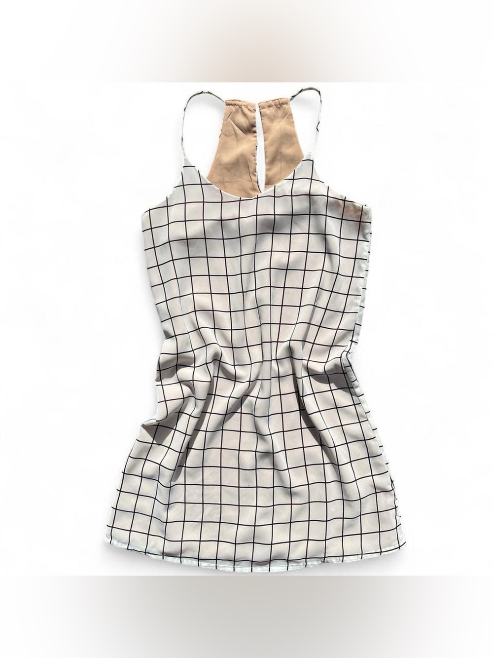 Grid Print Slip Dress